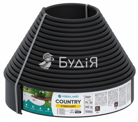Бордюр садовый Vodaland Country Standard H100 пластиковый 15 м Черный (82952-15-ВК)