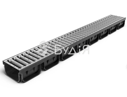 Лоток водовідвідний пластиковий Easy 2 DN100 H70 з сталевою оцинкованою решіткою А15 (0881011)