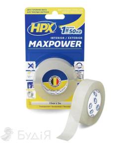 Лента двусторонняя MAXPOWER 19мм х 5м прозрачная HT1905 