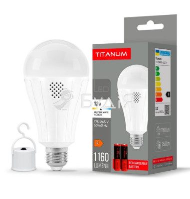 Лампа аккум,TITANUM A80 12W E27 4000K 230V (TL-EMA80-12274 29152)