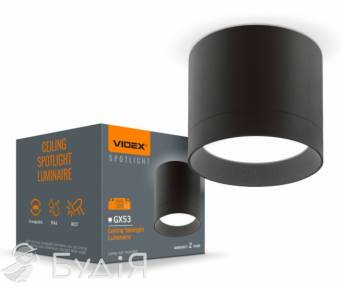 Светильник VIDEX под лампу GX53 накладной черный (VL-SPF19А-В) 27803