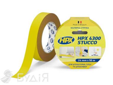 Лента малярная HPX STUCCO 4300 120 С 36мм х 50м желтая MY3650  