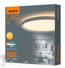 Світильник LED  з декоративною підсвіткою VIDEX 18W 4000K 220V Білий (VL-DL3R-184W) 27575
