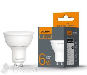 Лампа лед. VIDEX GU10 6W 3000K 220V (VL-MR16e-06103) 24962