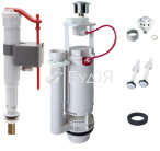 Комплект арматуры для унитаза  KOER KT-0301-3/8  спуск. 2-х кн.+НАПОВН. з УНІВ.підкл., лат KR5059