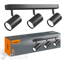 Світильник VIDEX під лампу 3xGU10 накладний поворотний чорний (VL-SPF05B-WFB) 28509