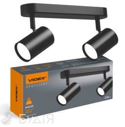 Світильник VIDEX під лампу 2xGU10 накладний поворотний чорний (VL-SPF05B-BPB) 28507