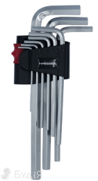 Набір Г-подібних ключів з відверненням.HAISSER Т10-50 9шт (48115)