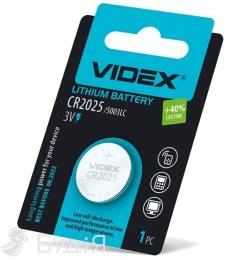 Батарейка VIDEX CR2025 (1шт) 22760