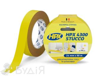 Стрічка малярна HPX STUCCO 4300 120 С 24мм х 50м жовта MY2450