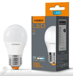 Лампа лед. VIDEX G45e 7W E27 3000K 220V (VL-G45e-07273) 24960